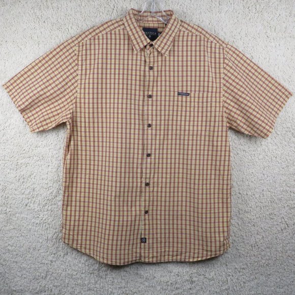 Nautica* Men's Short Sleeve Button‎ Down Curved Hem Pocket Chest Shirt~ Size XL - Picture 12 of 13